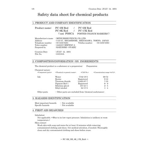 Marcatore a tempera POSCA Uni-Ball punta a scalpello 8 mm rosso M PC8K R